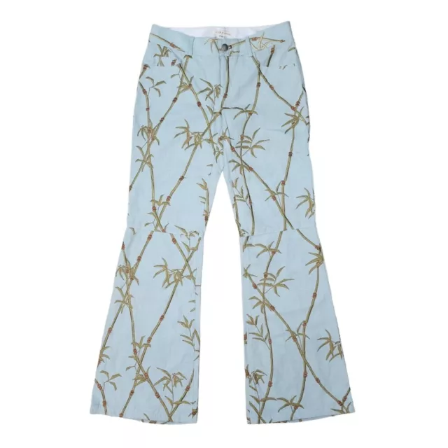 Alice + Olivia New Bamboo Pant Blue Cotton Silk Embroidery 0