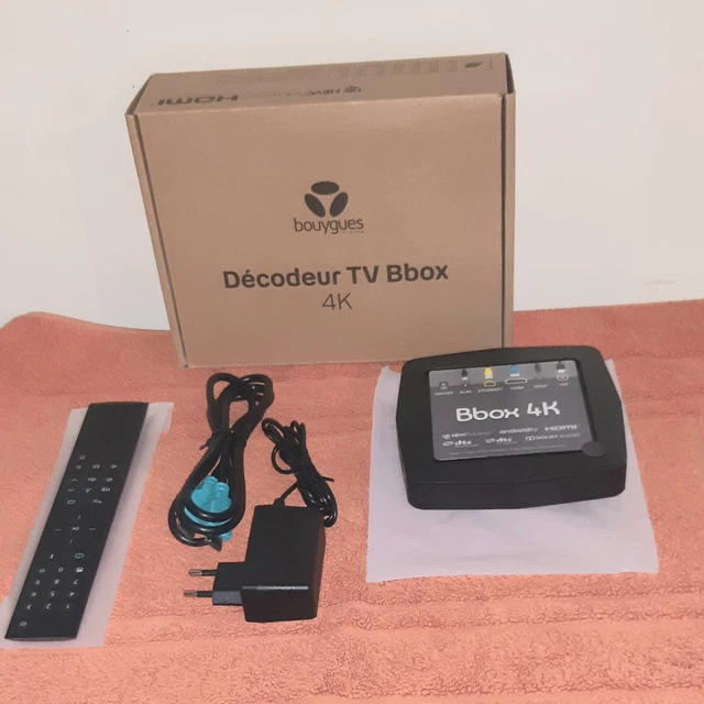 Décodeur Bbox 4K Bouygues Complet - Alim, Câble HDMI, Télécommande Et Câble Réseau Inclus