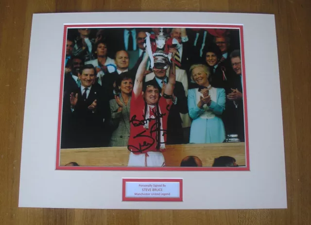 STEVE BRUCE Manchester United HAND SIGNED Autograph Photo Mount + COA PROOF