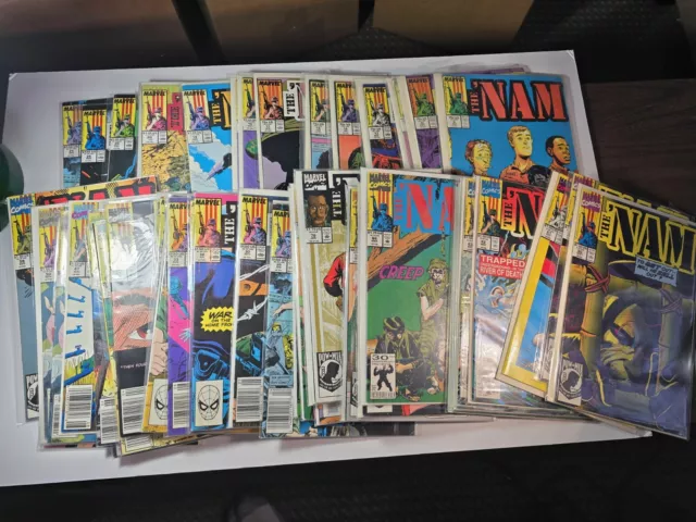 The Nam Comic Lot Of 54.  All Bagged, Most Backed. VF or Better. MAKE AN OFFER.