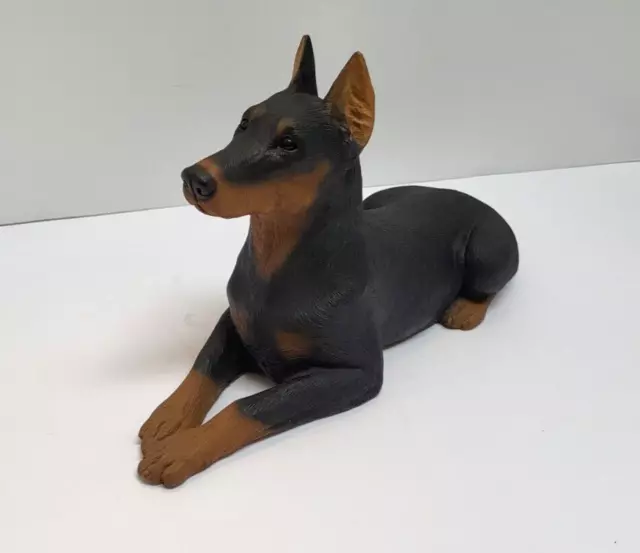 1985 Sandicast Black Doberman Pinscher Dog Figurine Statue Sandra Brue