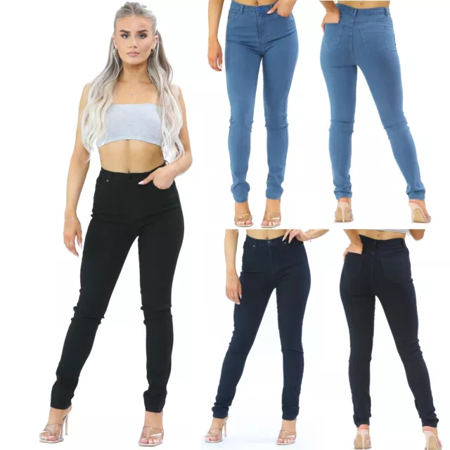 WOMENS SUPER SKINNY Jeans Ladies High Waist Stretch Denim Pants Size 8 - 20  £14.99 - PicClick UK