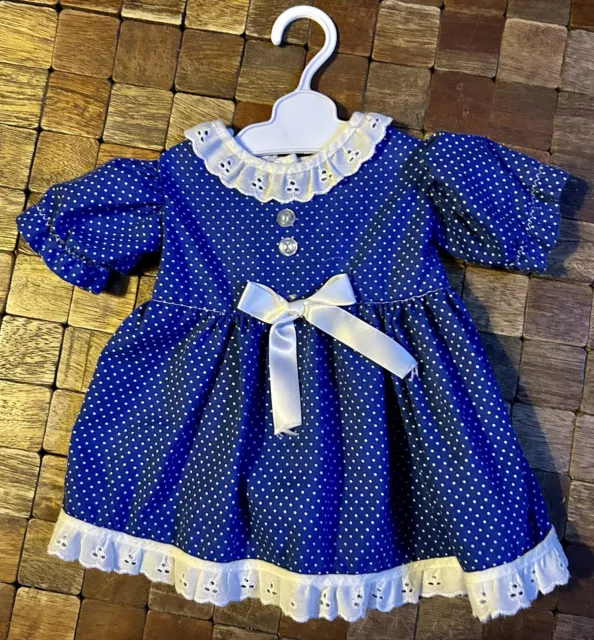 Vintage 60’s Blue & White Handmade Polka Dot Doll Dress