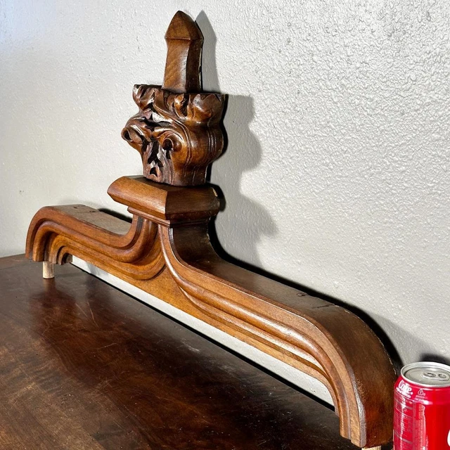 French Antique Gothic Revival Pediment/Crown/Crest Oak Wood