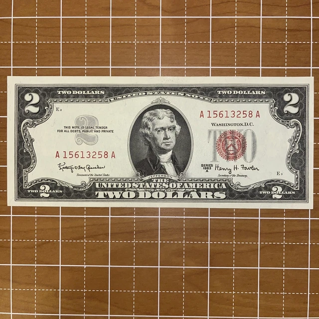 $2 1963 Red Seal - About Uncirculated Condition