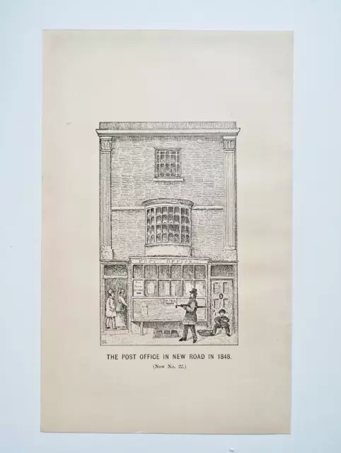 Die Post, New-Road, 1848, Brighton - antike Platte - 1892
