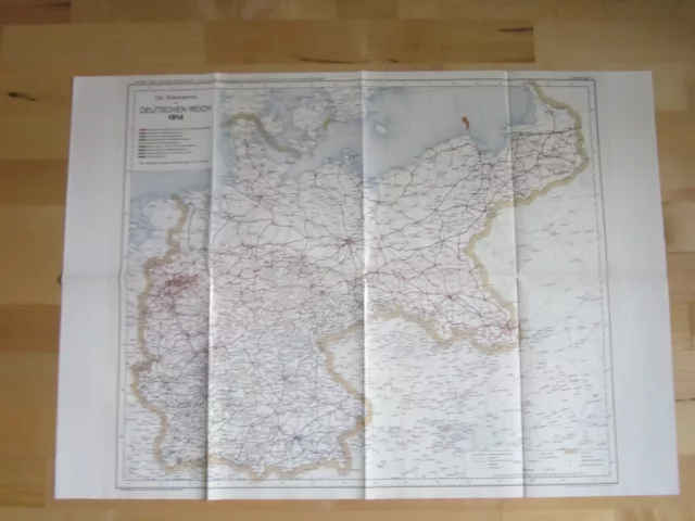 Chronik der Eisenbahn Faksimil Karte Eisenbahn Deutsches Reich 1914 Länderbahnen
