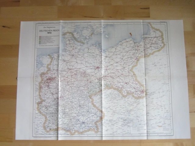 Chronik der Eisenbahn Faksimil Karte Eisenbahn Deutsches Reich 1914 Länderbahnen