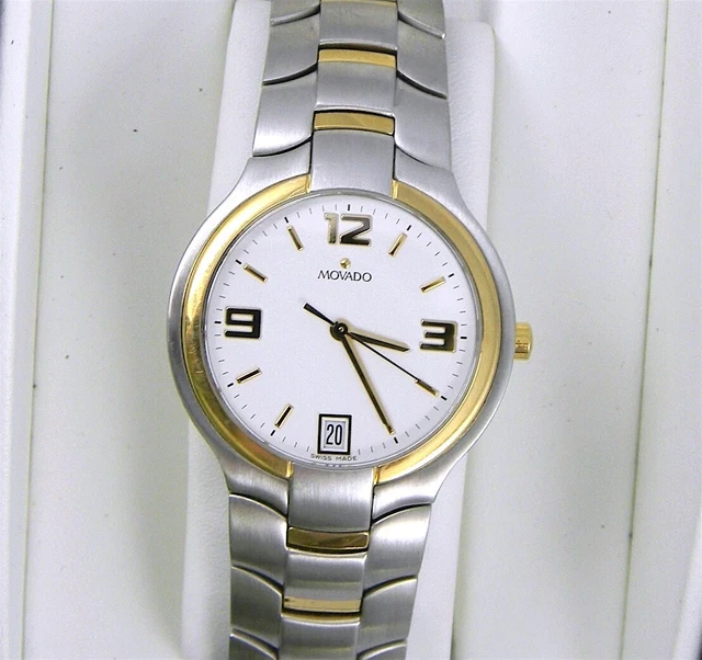 Men's 2-Tone MOVADO PORTICO Black Museum Dial Stainless Steel Swiss Quartz Watch