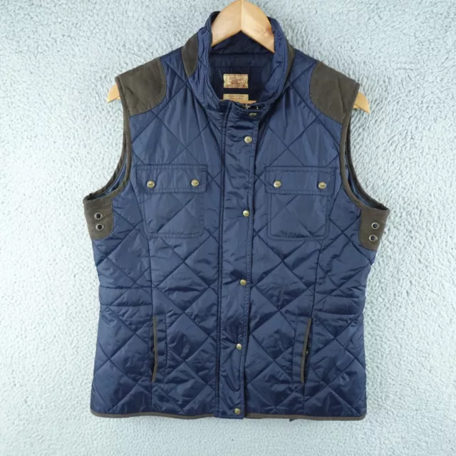 RM Williams Womens Vest 14 Blue Quilted Puffer Snap Button Zip Semi Fitted