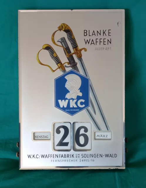 W.K.C.-Waffenfabrik Solingen Glaskalender Glas Kalender ww2 Glass Calendar WWII