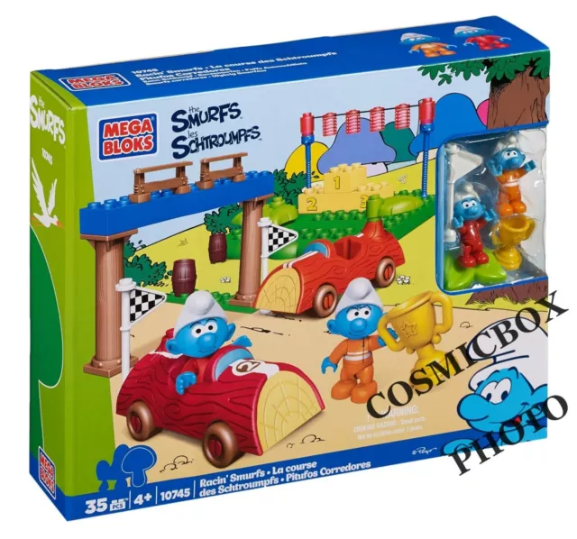 MEGA BLOKS - Les SCHTROUMPFS  la Course de Bolide autos figurines Smurfs Pitufos