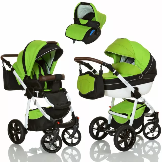 LCP Kids 3 in 1 Kombi Kinderwagen Lucato Babywanne Buggy Auto Babyschale 0-13 kg 3