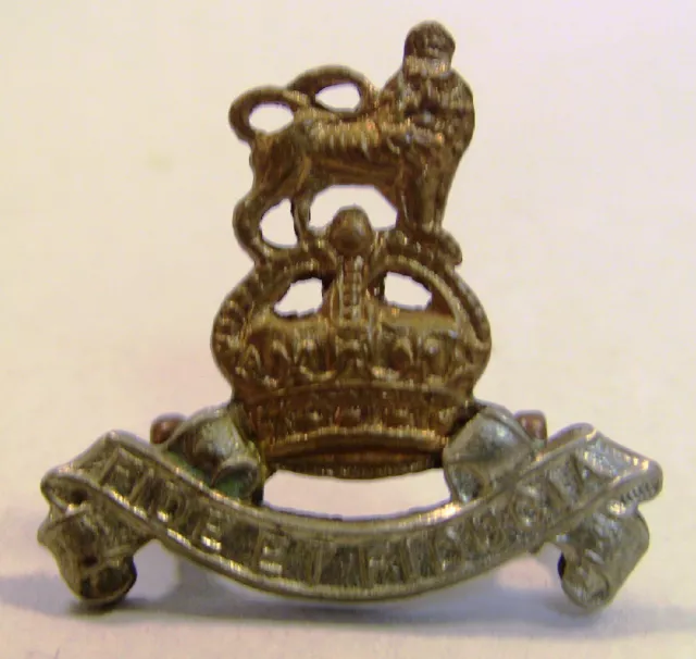 ! WWI British Brass Cockade Cap Badge ROYAL ARMY PAY CORPS RAPC Fide et Fiducia