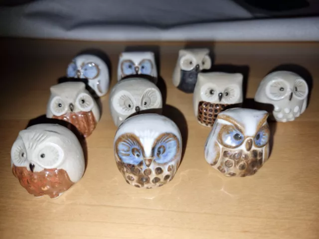 Vintage 10 Emson ceramic Owl Heads figurines