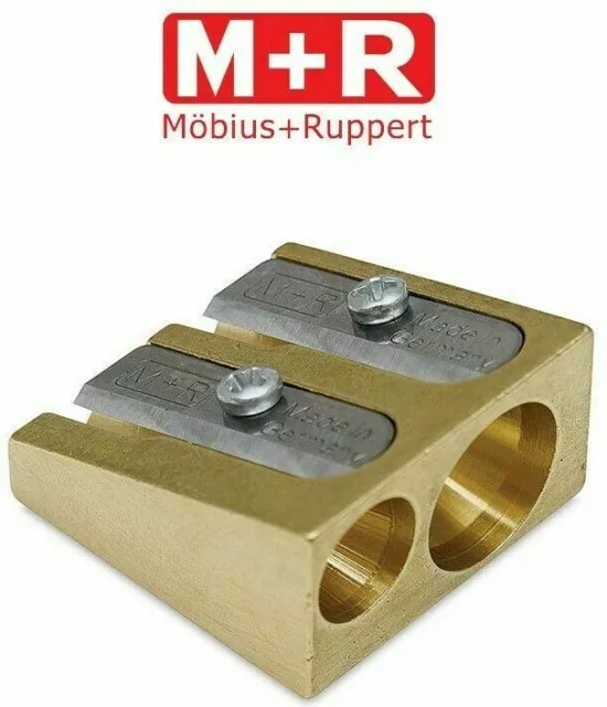 Mobius & Ruppert Professional Solid Brass Double Hole Wedge Pencil Sharpener