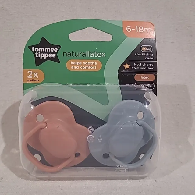 Tommee Tippee Dummies - New - 6-18m - Natural Latex - With Sterilising Case