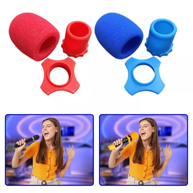 Handheld Stage Microphone Karaoke Windscreen Sponge Foam Mic Cover Protector Kit 3