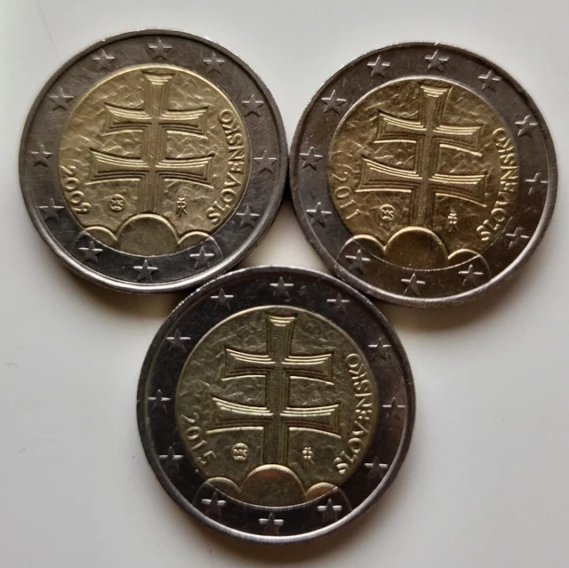 2 Euro Slovensko 2009 Doppelkreuz Wert 2 EURO MÜNZE Slovakei 2009 Doppelkreuz Kursmünze 3 Stück EUR 6,00