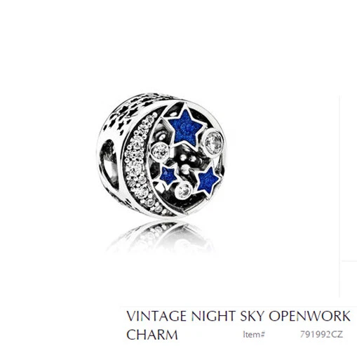 PANDORA Charm Sterling Silver ALE S925 VINTAGE NIGHT SKY OPENWORK 791992CZ cc