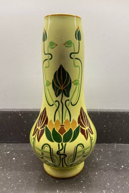 Vers 1920 art nouveau art deco Sublime Grand vase céramique Sarreguemines Lotus