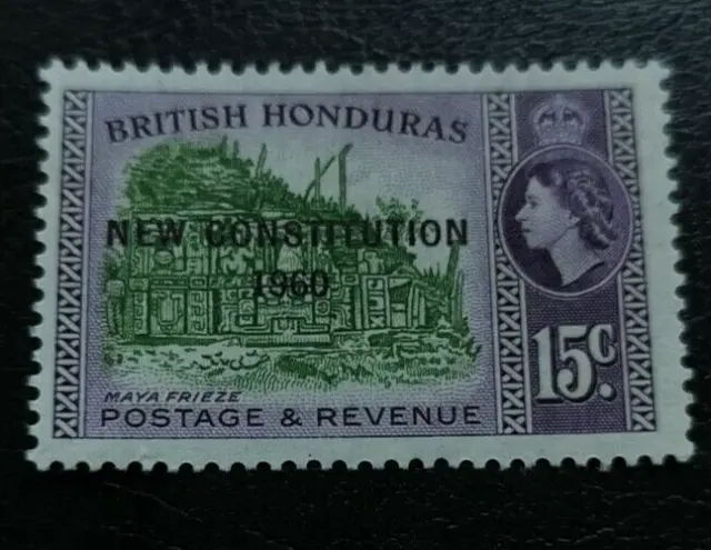 British Honduras:1961 Overprinted NEW CONSTITUTION 1960 15 C. Collectible Stamp.