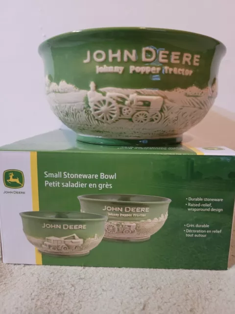 John Deere Bowl Stoneware Raised Relief Tractor NIB Collect. 16 oz Cereal/soup