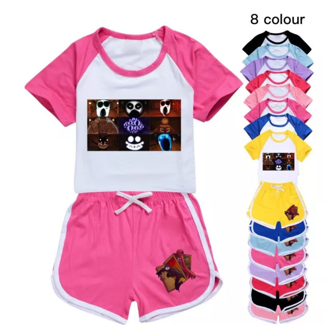 Set abbigliamento sportivo per il tempo libero stampato bambini Roblox Doors, t-shirt, set pantaloncini