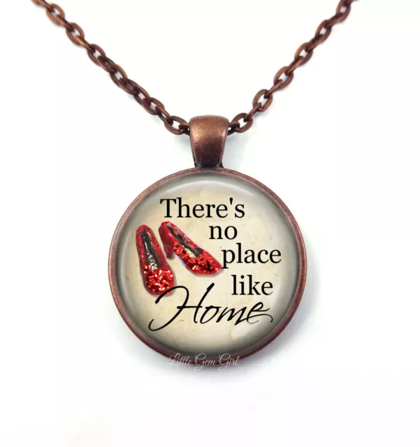 Wizard of Oz There's No Place Like Home Ruby Red Slippers Necklace Pendant