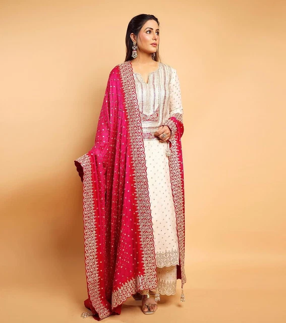 Costume Indien Salwar Kameez Plazzo – Broderie Soie – Taille Sur Mesure