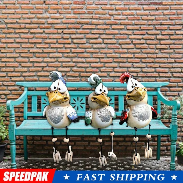 Resin Funny Chicken Statue Art Figure Ornament Courtyard Decor] Farm Garden D9A0