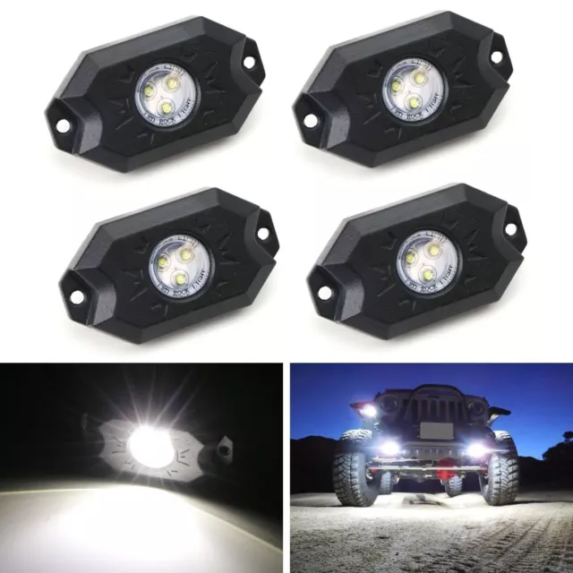 White 3-CREE 9W High Power LED Rock Light Kit For Jeep Truck SUV Off-Road Boat