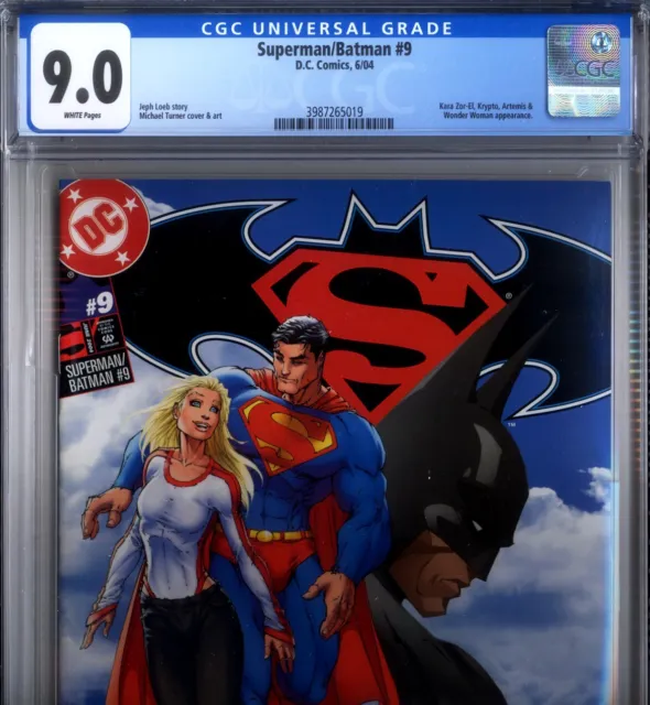 PRIMO:  SUPERMAN BATMAN #9 Supergirl TURNER cover VF/NM 9.0 CGC 2004 DC comics