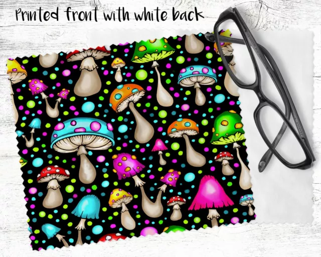 Groovy Mushroom Print Microfibre Lens Cleaning Cloth Glasses Tablet Phone Screen