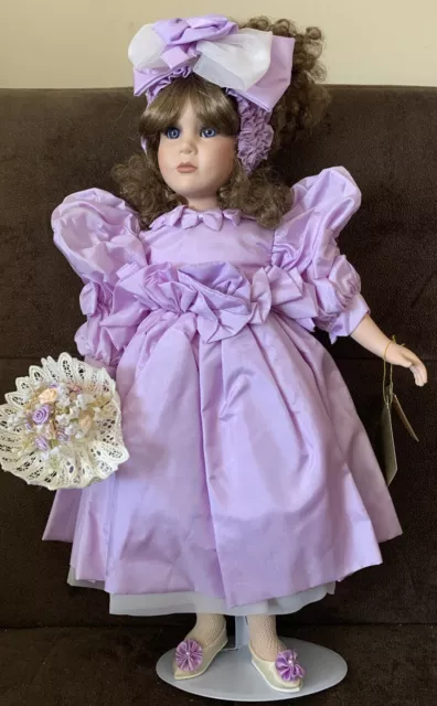 Seymour Mann porcelain doll “Pamela”, 1401/4000, 20 in, LE W/ Box &COA, Stand.