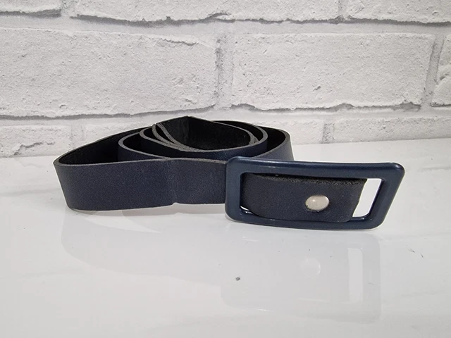 "Cintura vintage blu navy in pelle look retrò magra vita sottile fino a 42"
