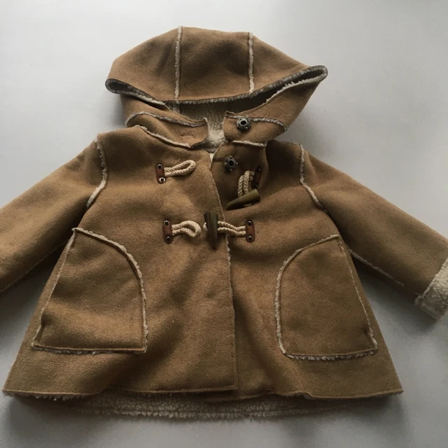 CAPPOTTO ZARA BAMBINE Età 3-6 mesi marrone chiaro camoscio con cappuccio