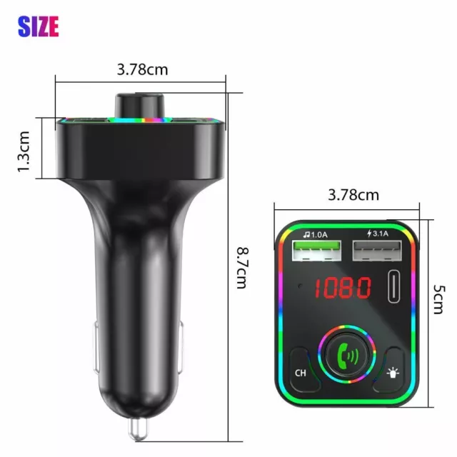 Bluetooth 5.0 Wireless Car FM Transmitter MP3 Player Radio 2 USB Charger Adapter 2