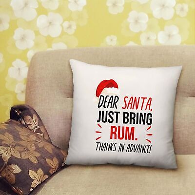 Querido Papá Noel, por favor, trae ron secreto de Navidad cojín estampado de Santa regalo - 40 cm x 40 cm