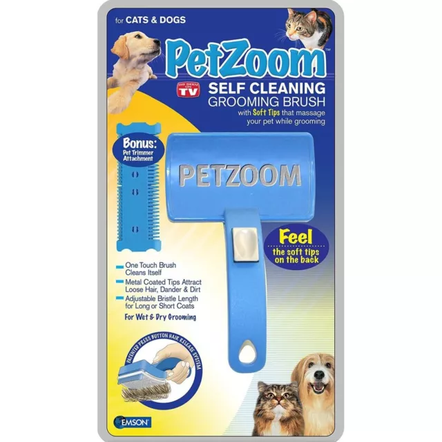 PetZoom Pet Brush Dog Cat Groom Self Cleaning Brush Comb Hair Fur Shedding Tool