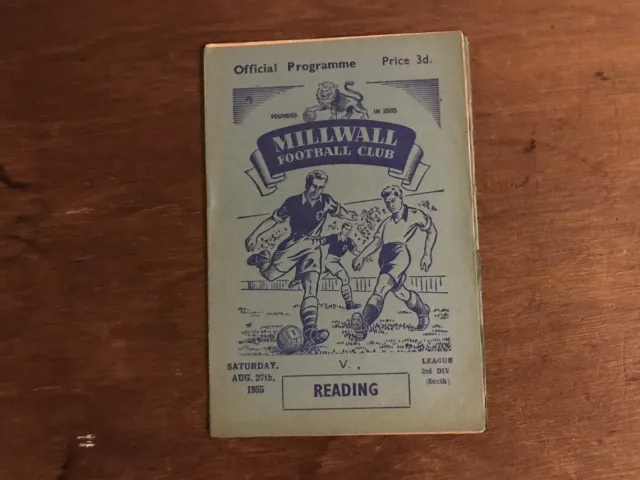 Millwall v Reading 1955-56 Div 3 South 'no writing'