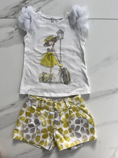 Girls yellow mayoral shorts set age 8