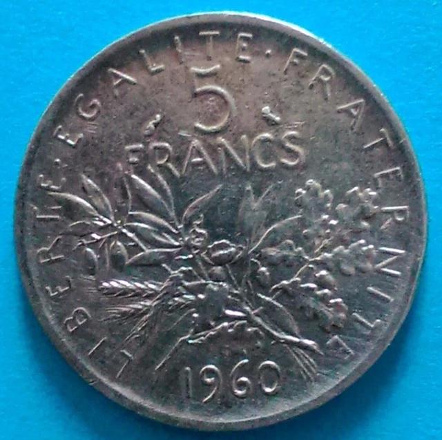 FRANCE   Pièce   5 Francs  en ARGENT  1960   TTB
