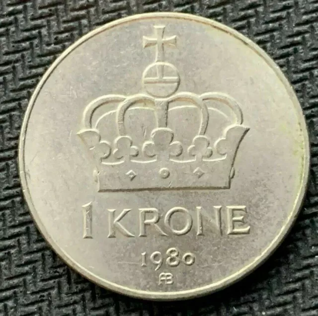 1980 Norway 1 Krone Coin UNC +       #B424
