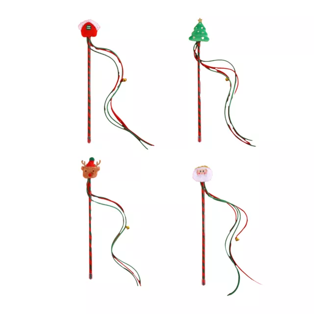 Christmas Cat Kitten Toy Cat Teaser Wand Stick with Bell Interactive Play Toy