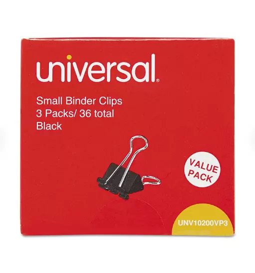 Universal Steel Wire Binder Clips, 3/8" Capacity, 3/4" Wide, Small, 144 ct. 2 pk