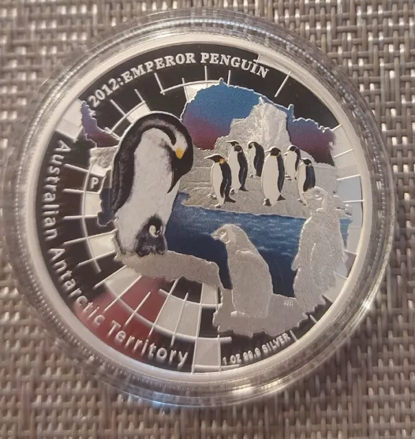 Australien Antarctic Territory 1 Dollar 2012 coloriert 1 oz Silber PP Penguin
