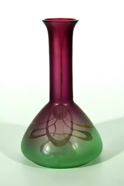 Jarrón de vidrio Art Nouveau Art Nouveau de Bohemia ° Luna Glas ° Descendido Red de holubet para Loetz (Z