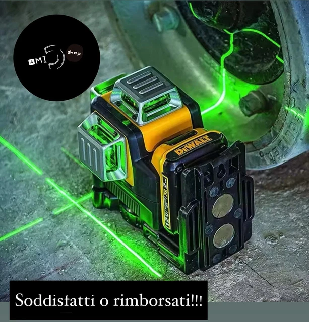 DEWALT Livella Laser Verde Autolivellante 3x360&deg; - Precisione +/-3mm A 10m, Senza Batteria