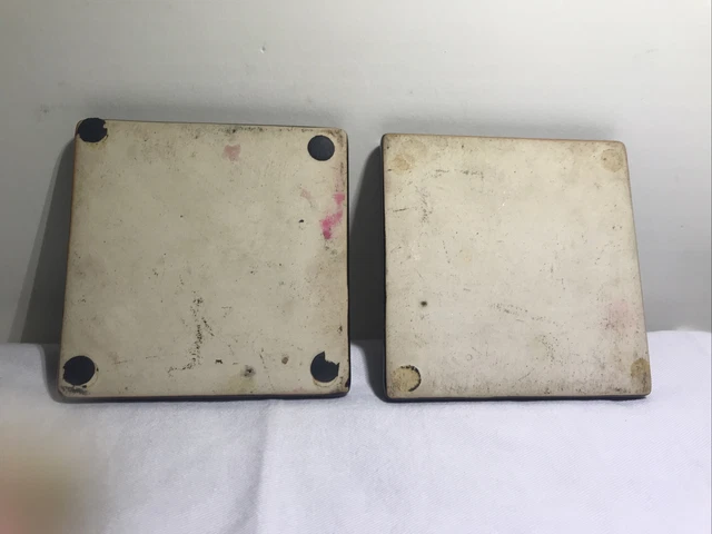 2 Antique Trenton Majolica Glazed Tile  brown 3"x7/8" 4
